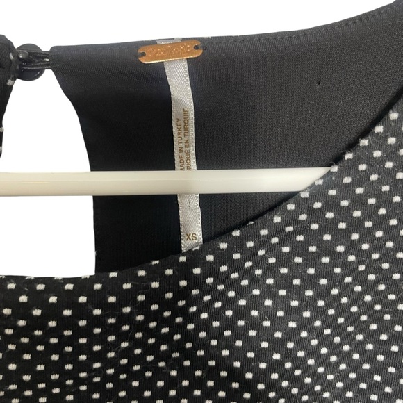 Free People Penelope Dress XS Black Polka Dot Puff Sleeve Mini Academia Boho - Picture 4 of 9